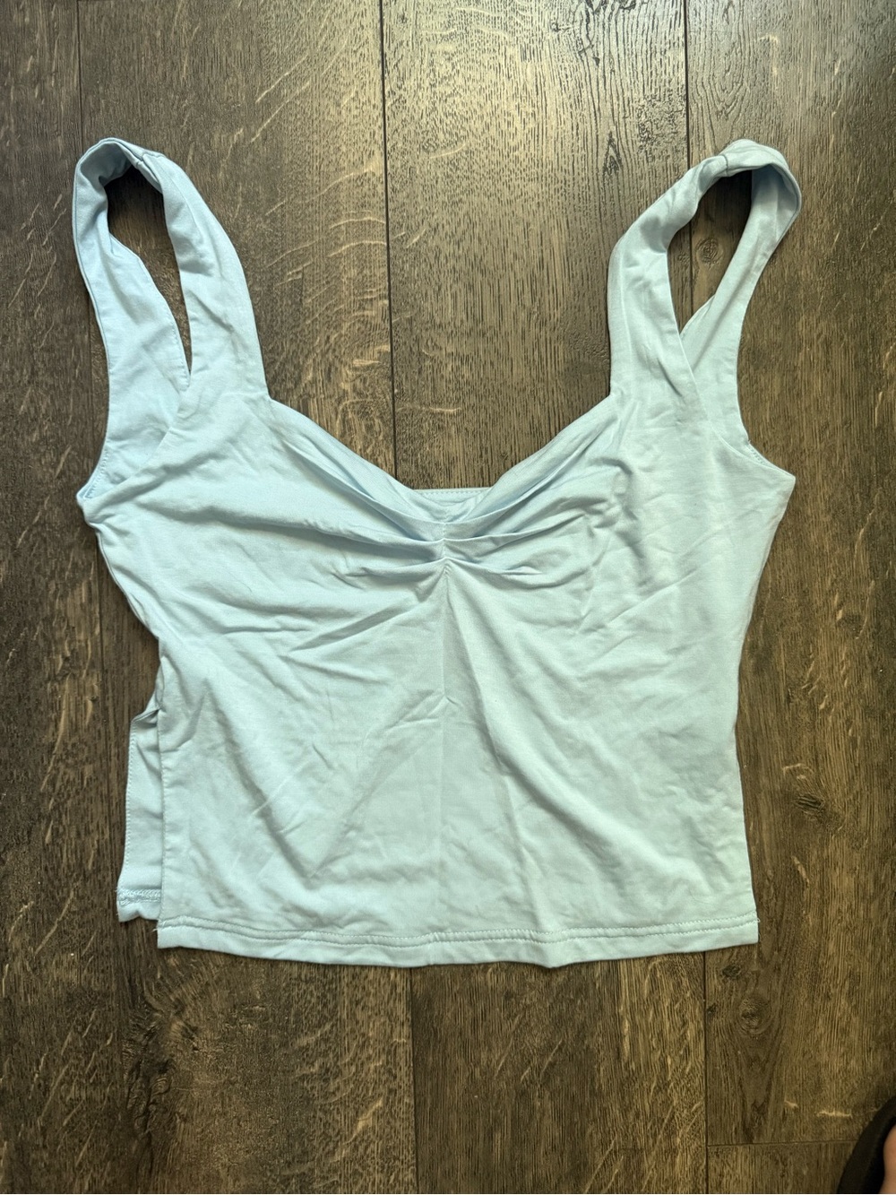 Light Blue Ruched Square-Neck Camisole for Women